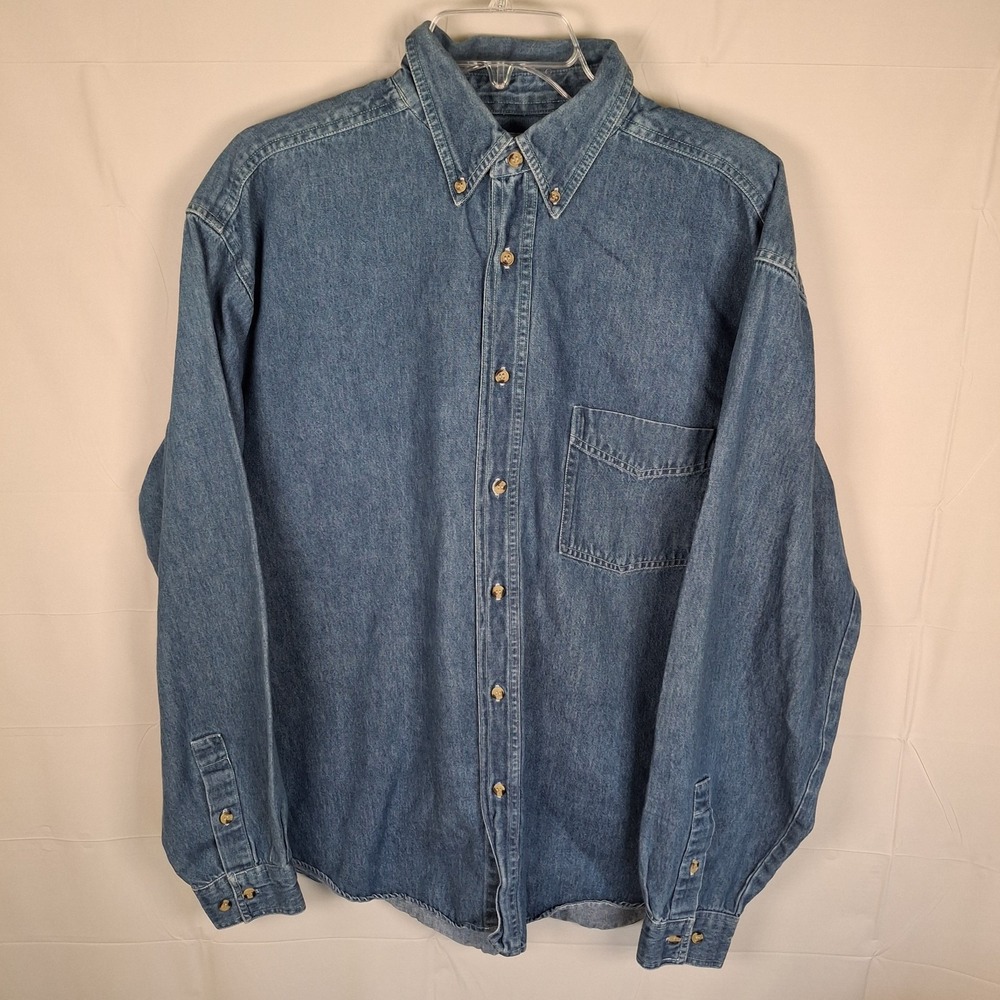 Vintage Stone Creek Denim Men's 2XL Shirt Button Down Blue‎ Long Sleeve Workwear